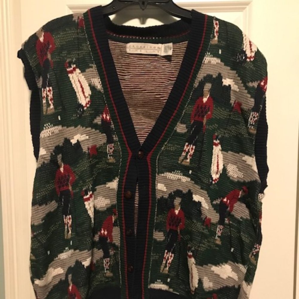 Crossings Fine Line Golf Vest Sweater XL